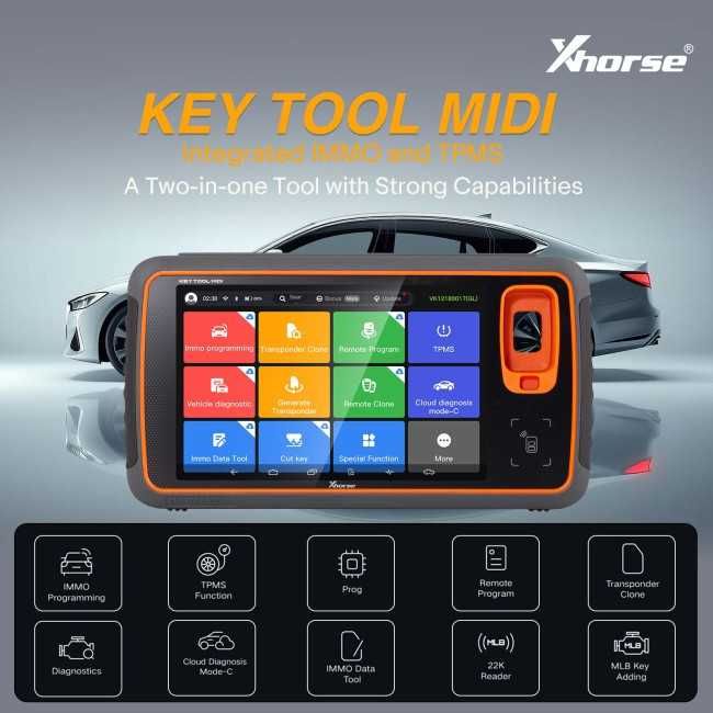 Máq. Programação Chaves Automóvel Xhorse Key Tool MIDI Programação IMMO e TPMS muito avançada
