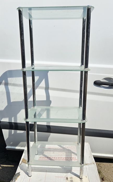 Regał szklany 30×40 cm, wys. 104 cm – półka łazienkowa / stojak na dek