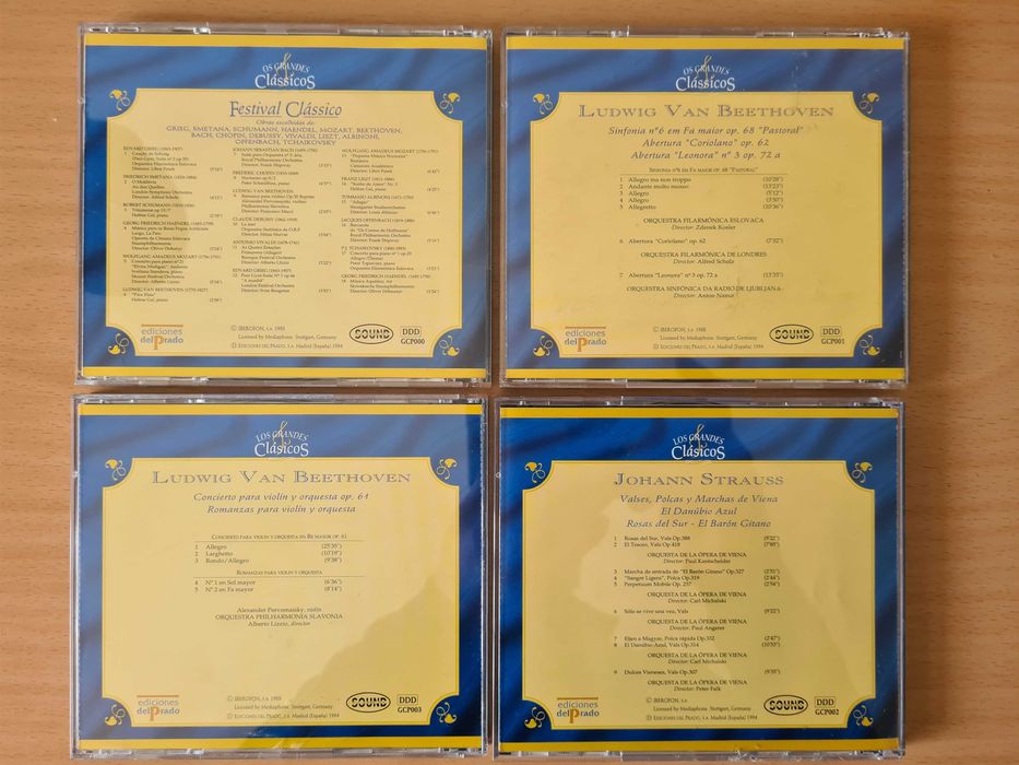 4 CDs audio da coleção "Os Grandes Clássicos"