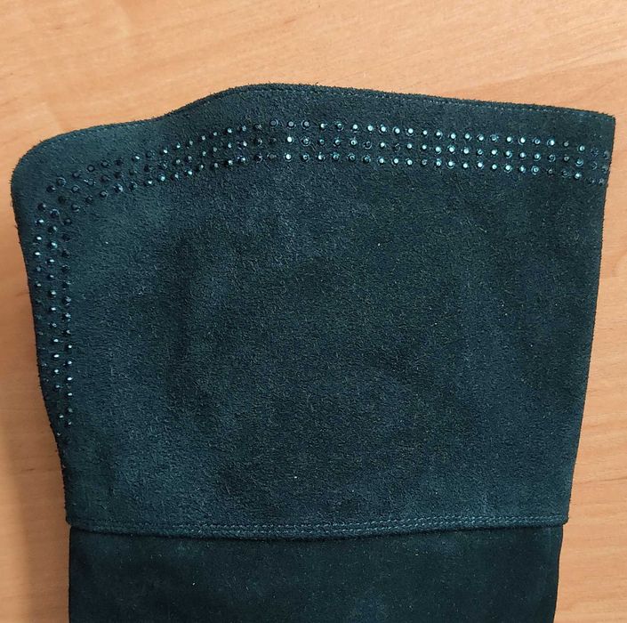 Высокие ботфорты замша