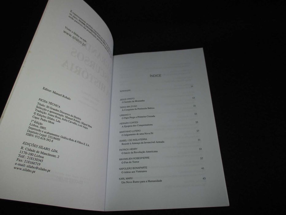 Livro 50 Grandes Discursos da História 1ª edição 2005
