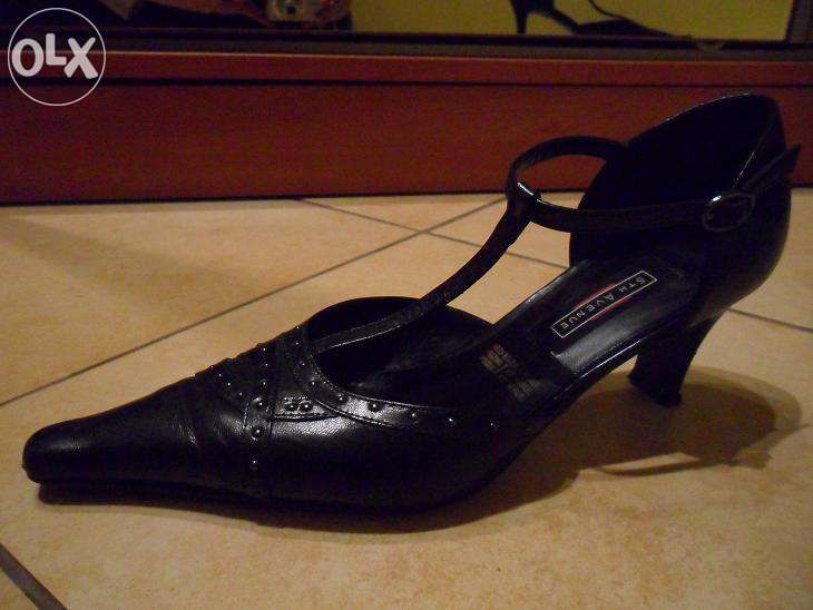 Buty na obcasie, czarne skóra rozm. 39, 5th Avenue Deichmann