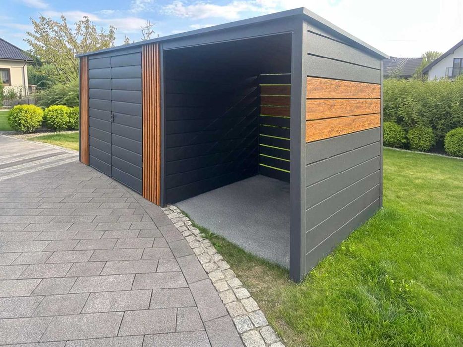 Garaż blaszany 3x2 z wiatą 2m - solidny, nowy, producent HIT CENOWY