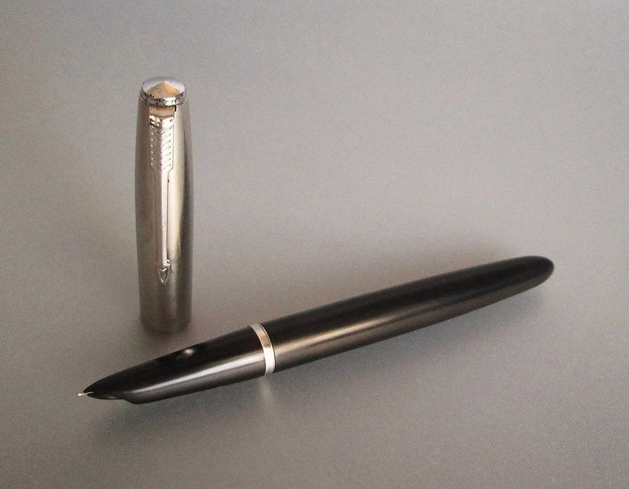1950's Caneta PARKER SUPER 21 c/tampa LUSTRALOY e Aparo "M" Traço Médio - USA