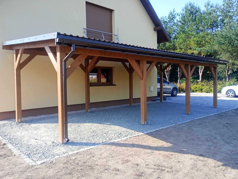 Wiata, carpot, zadaszenie tarasu, konstrukcja drewniana, taras, pergola