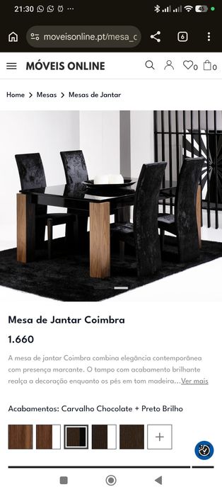 Mesa de jantar madeira maciça, carvalho e wengué