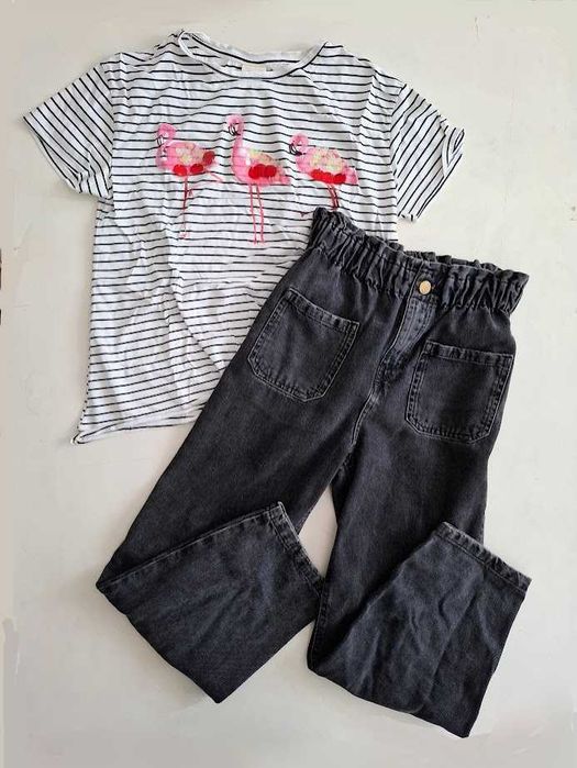 Conjunto calças ganga e t-shirt Zara 11-12 anos - muito bom  estado