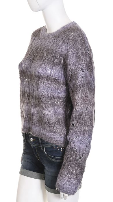 QS krótki wrzosowy sweter damski ażurowy wzór XL