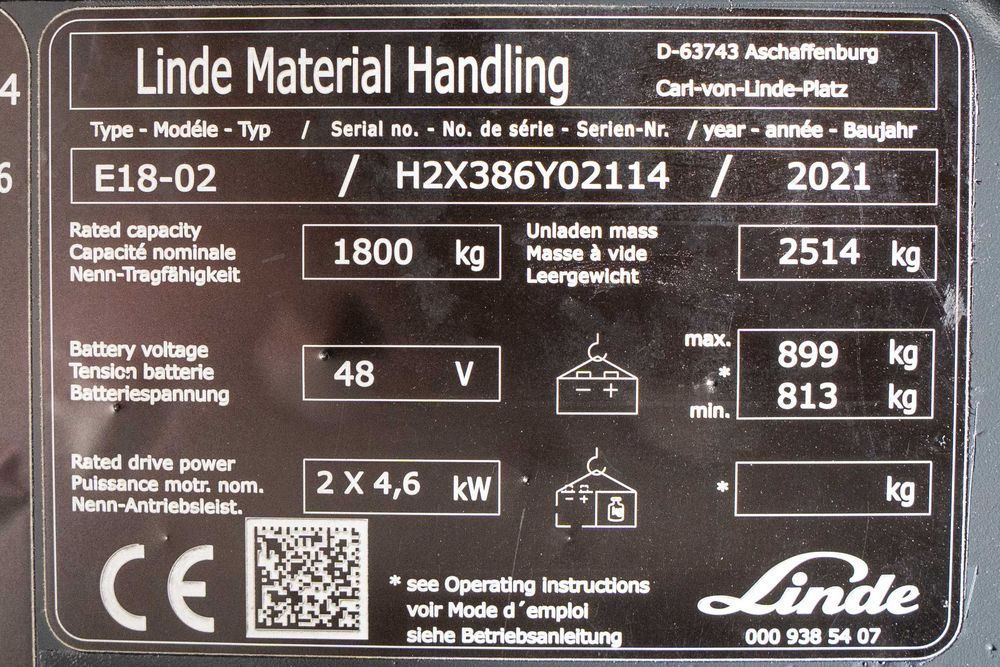 Empilhador Elétrico Linde E18-02 1.800 kg | Usado