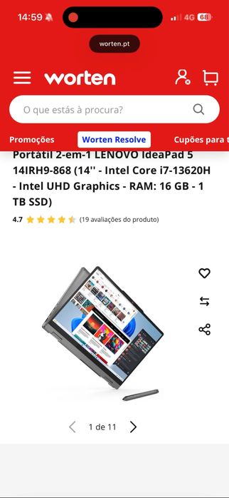 Portatil 2-em-1 LENOVO