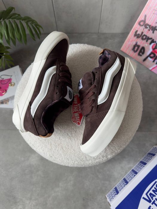 Кросівки Vans KNU Skool Brown/White premium | Кроссовки жіночі чоловічі