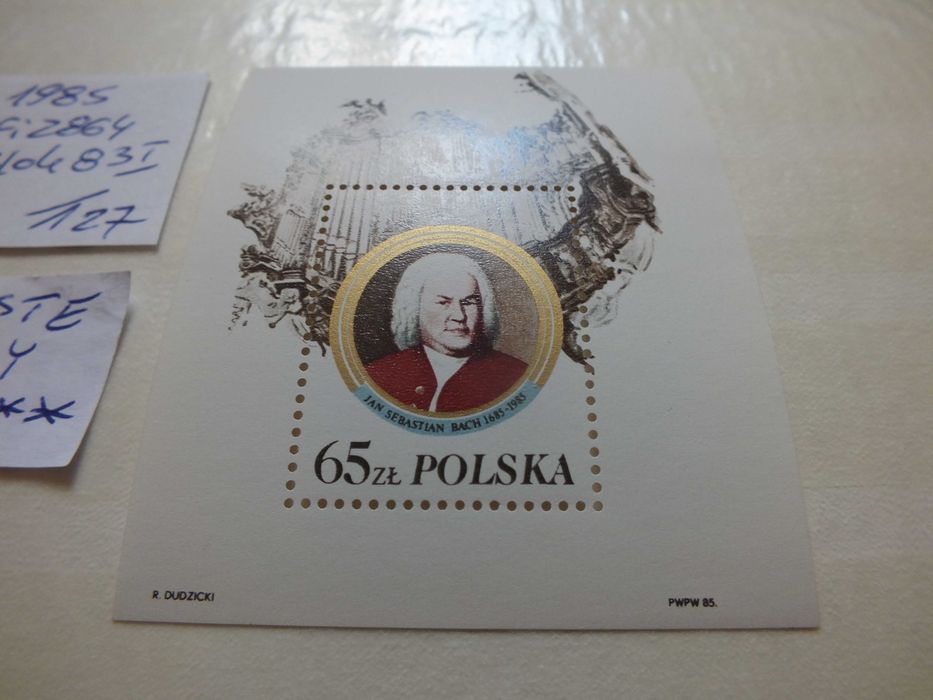 znaczki wydanie pojedyncze  Fi2864  Blok 127 typ I Polska 1985r. BACH czysty **