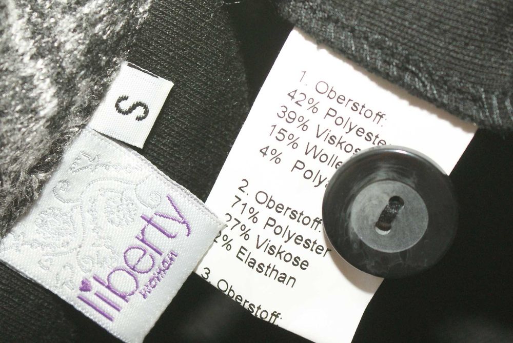 LIBERTY_Cudny ŻAKIET_czarny wełna eko skóra łaty SUPER modny_S/36