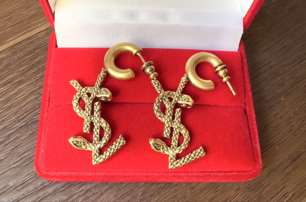 Kolczyki YSL stare złoto snake