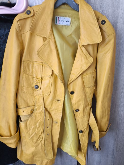 Шкіряний плащ vera pelle італія тренч