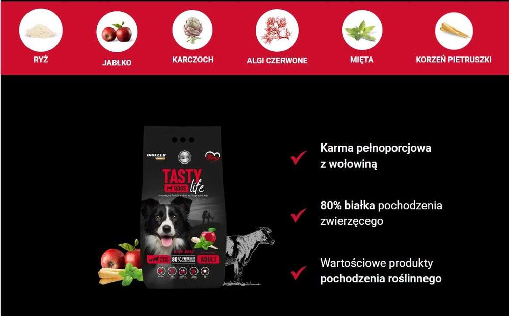 Karma dla psa Tasty Life 12kg z wołowiną