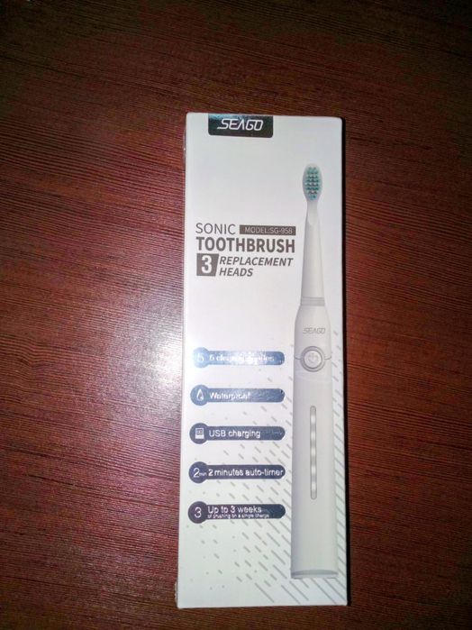 Електрична звукова зубна щітка SEAGO SG-958 + 2 запасні насадки

Звуко