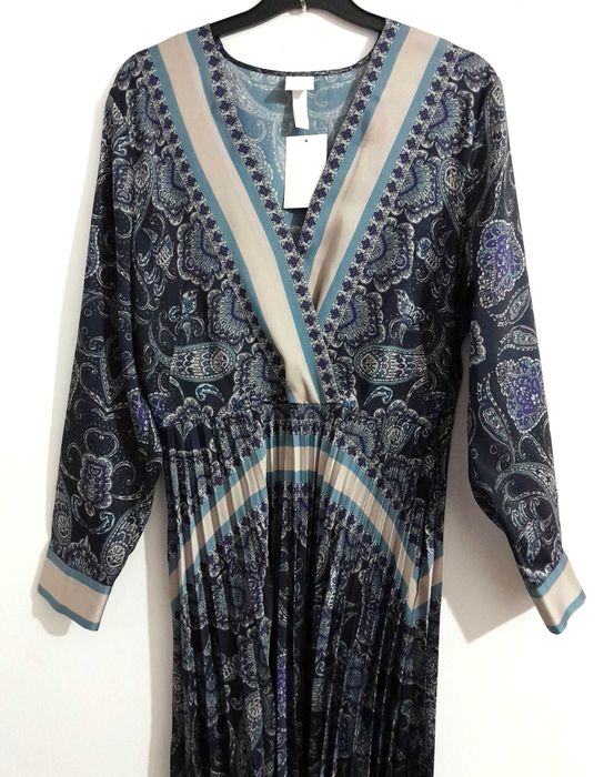 Vestido comprido assimétrico padrão paisley H&M T: 38 Novo c/etiqueta