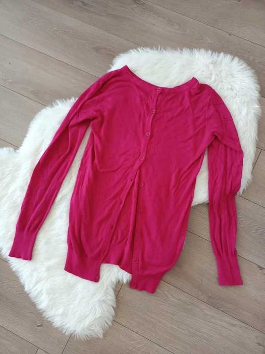 cienki, wiosenny sweterek kardigan fuksja S M