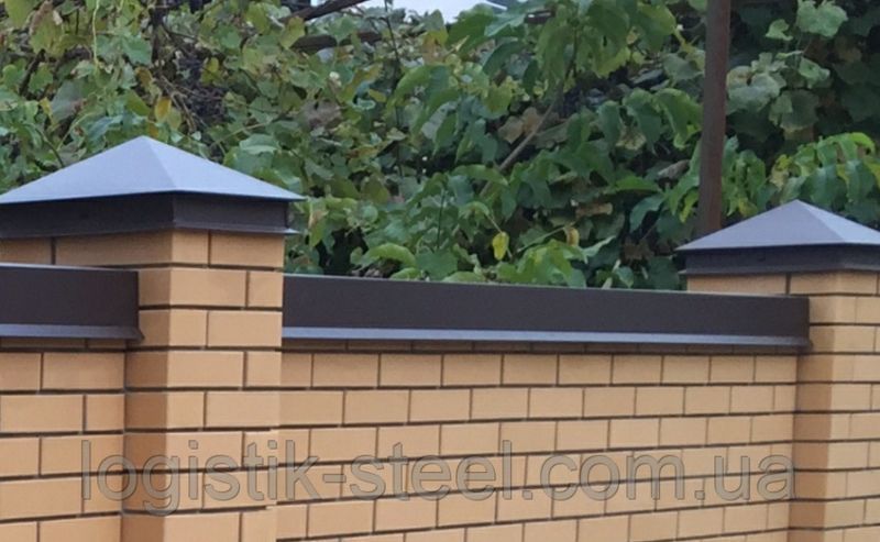 Парапет металлический на забор Крышки Колпаки на забор шапки