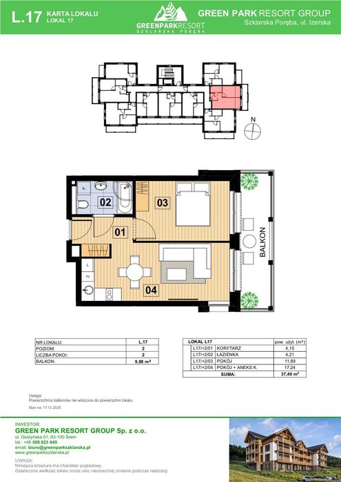 Mieszkanie na sprzedaż 37,49 m² | BALKON 9,88 m2 | Widok na góry