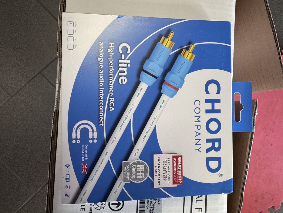 Kabel Chord Company C-line v2 (ARAY) - Interkonekt 2RCA 2xRCA  0.5m chinch Jak nowy