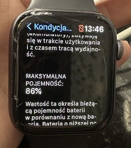 Apple Watch Series 4 44 mm GPS – sprawny, zbity ekran, bateria 84%