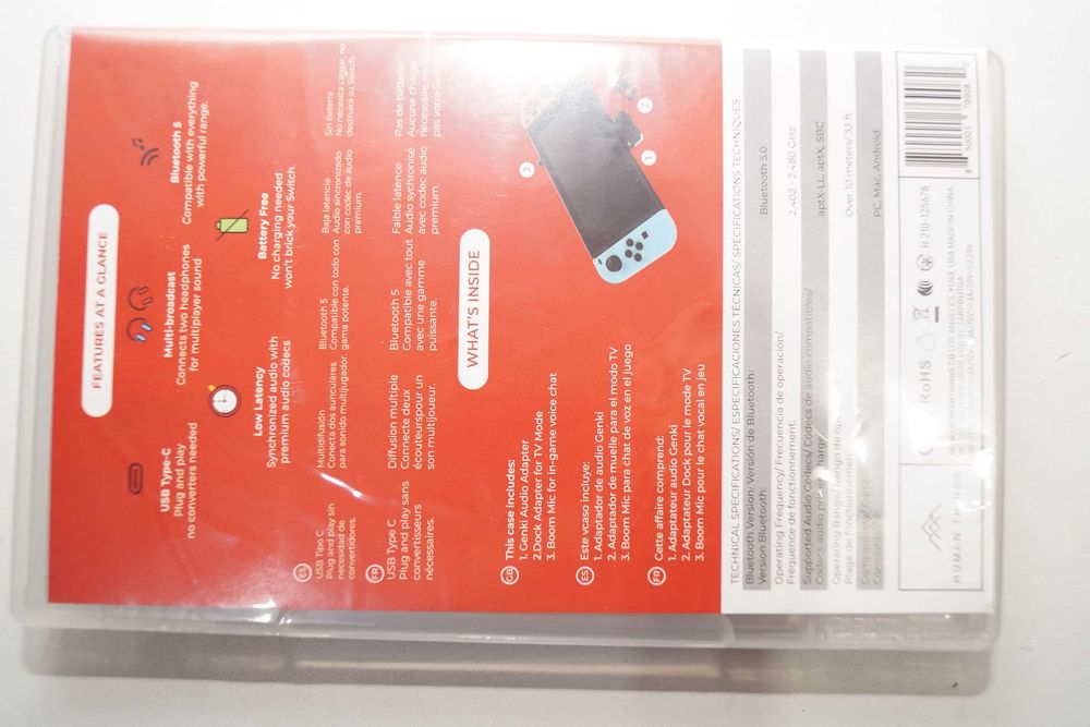 GENKI Adapter audio Bluetooth Nintendo Switch bezprzewodowy PS4 USB-C