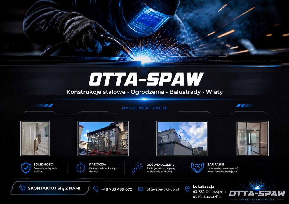 Balustrady, spawanie konstrukcji stalowych, ogrodzenia itp.