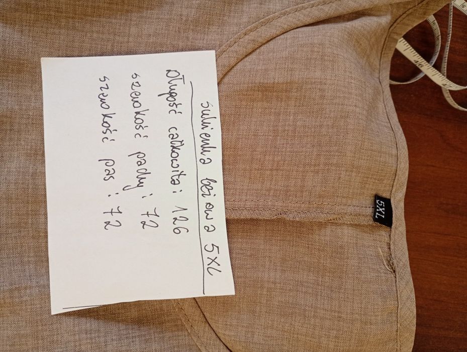 Nowa sukienka damska beżowa 5xl