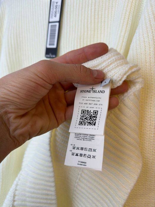 Демісезон Светр STONE ISLAND WHITE! Унісекс светр STONE ISLAND.