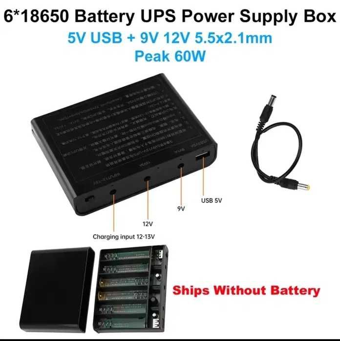 Міні ДБЖ mini UPS (6*18650 аккумуляторів) для роутера та ONU