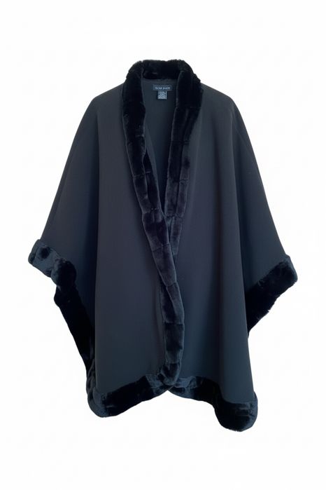Eleganckie czarne poncho Ellen Reyes cape kardigan oversize na wiosnę