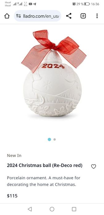 Lladro. Новогодний шар. Фарфор.