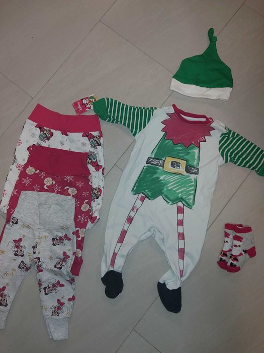 Piżamka elf pajacyk świąteczny zestaw 62 68 spodenki