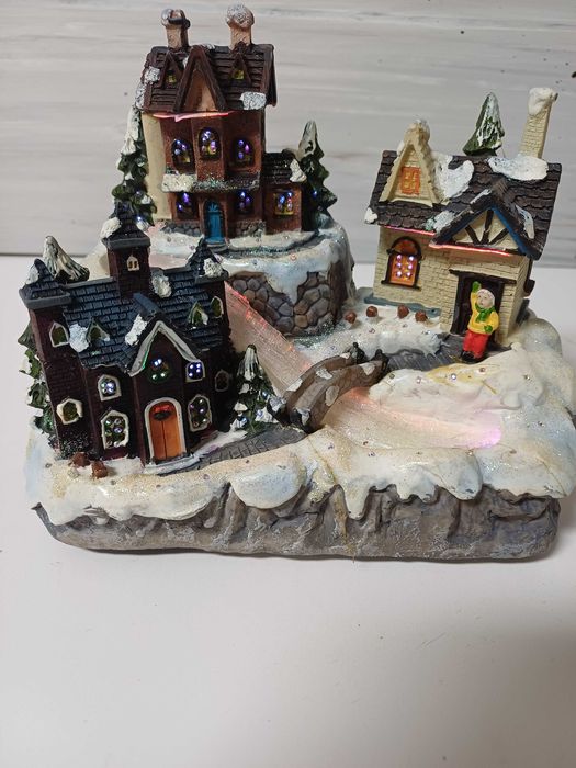 Aldeia de Natal em miniatura com luzes