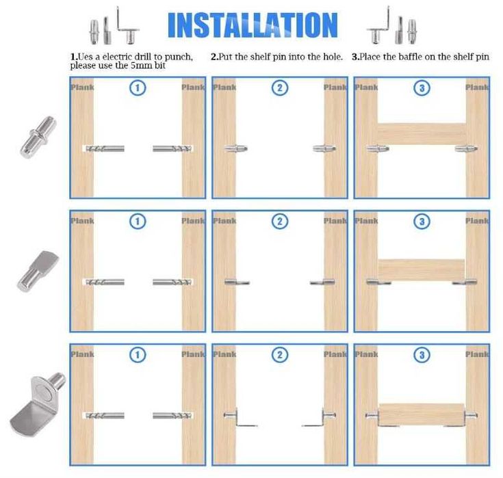 Zestaw 160 podpórek do półek, 6 stylów