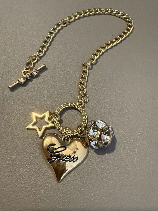 Nowa Złota Bransoletka Charmsy Serce Cyrkonie Viral Hit Guess