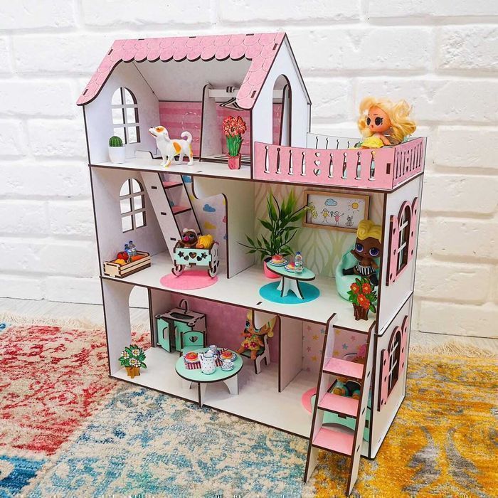 Ляльковий будинок з меблями МIНI Дача +шпалери кукольный домик лол