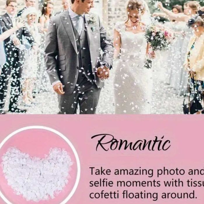 Весільні білі серця з рожевими блискітками,1500шт. для фото святкувань