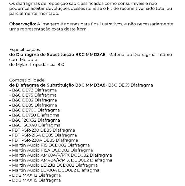 Membrana de Tweeter B&C