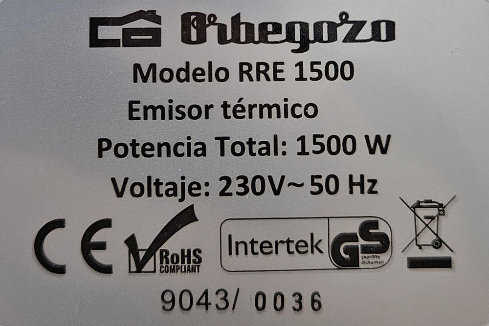 Emissor Térmico Digital Orbegozo "RRE 1500" 1500W Branco