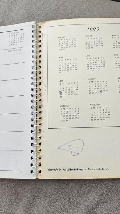 Ретро блокнот США 1995, календарь со знаменитыми произведениями