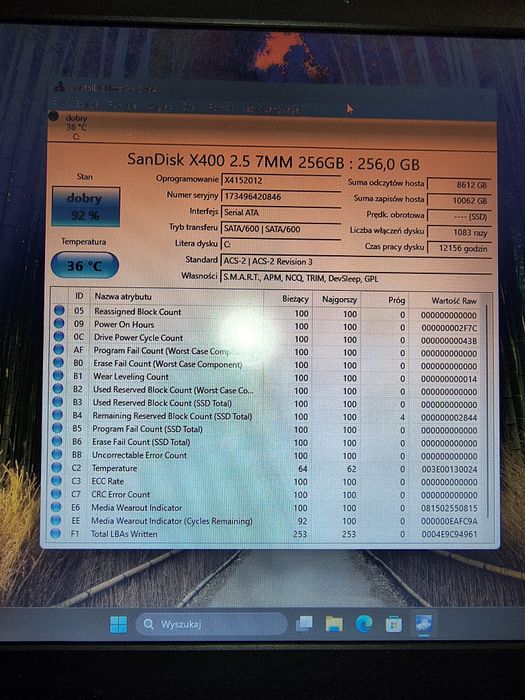 Dysk SSD 2.5 cala 256GB SanDisk x400