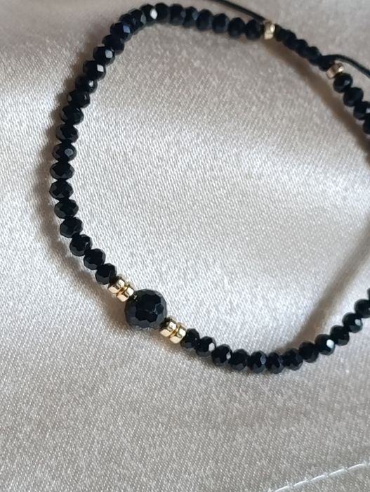 Bransoletka czarny turmalin,spinel ,hematyt