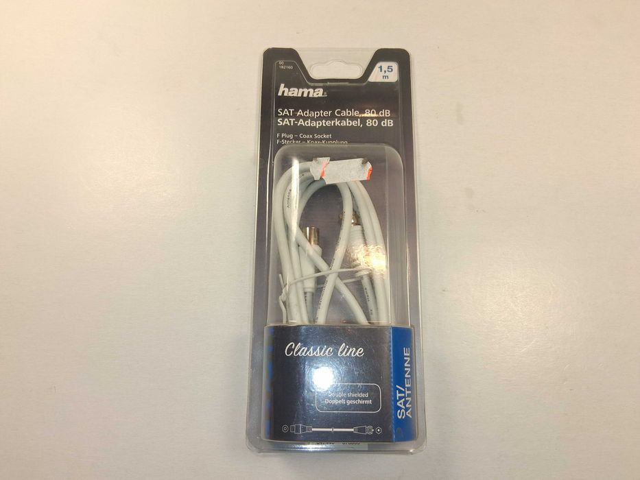 N262 Kabel Antenowy SAT Hama Adapter F-Plug Coax Socket 1,5m 80dB