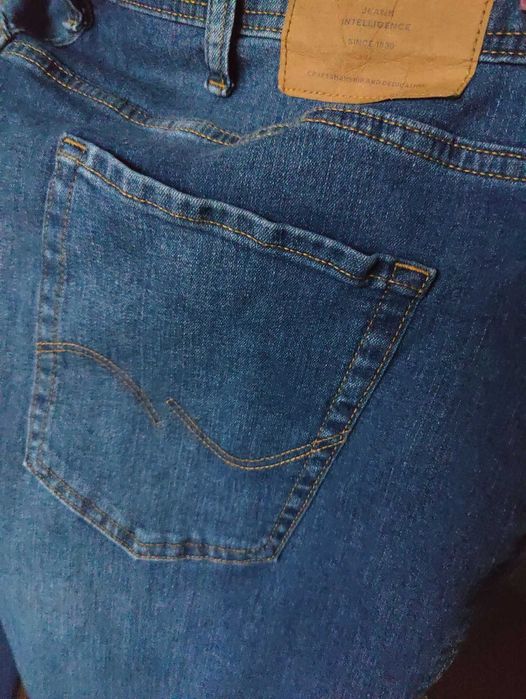 Джинсы Jack&jones Glenn fit + jeans Дания W46 stretch mid blue.