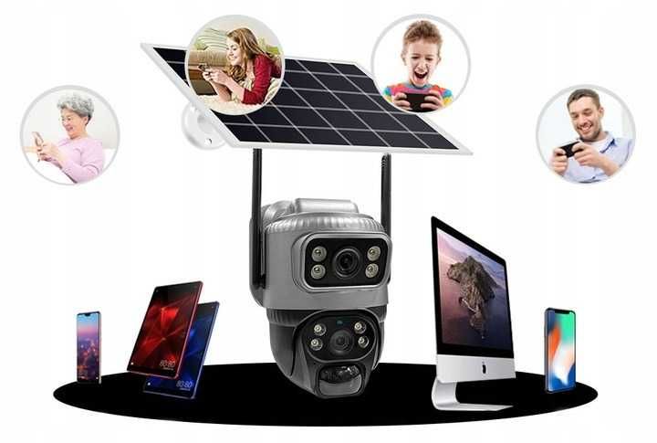 SOLARNA Kamera DWA obiektywy obrotowa bezprzewodowa WiFi wodoodporna