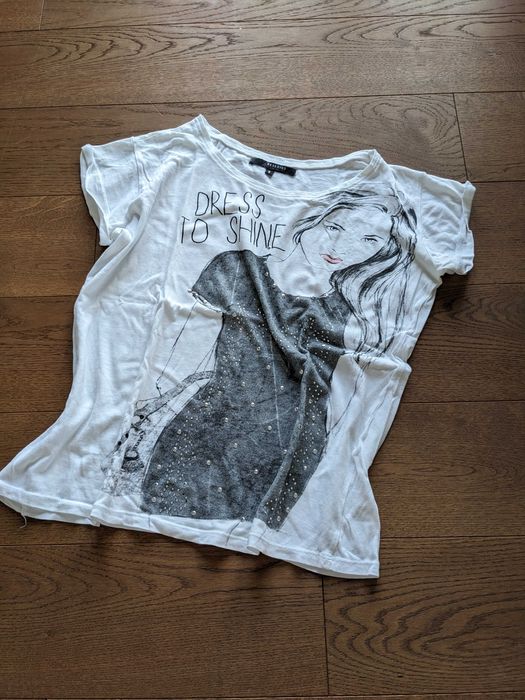 Koszulka damska Reserved S. Biały T-shirt z wzorem.
