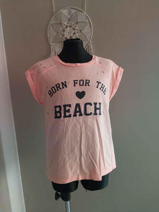 Koszulka 134 140 t-shirt pomarańczowa